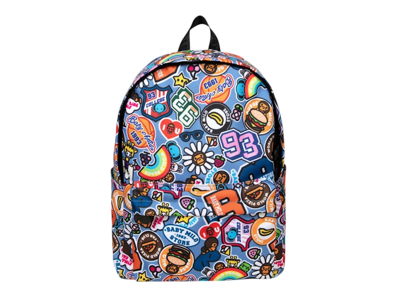 BAPE Baby Milo Sticker Print Medium Backpack Acid Blue