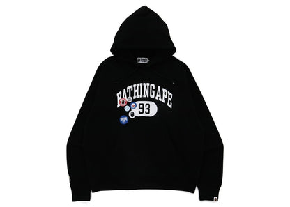BAPE Badge Motif Loose Fit Pullover Hoodie Black