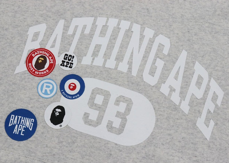 BAPE Badge Motif Loose Fit Pullover Hoodie Gray