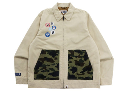 BAPE Badge Motif Zip Blouson Jacket Beige