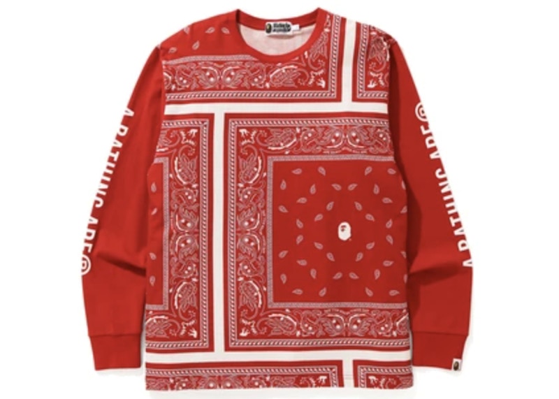 BAPE Bandana Print L/S Tee Red