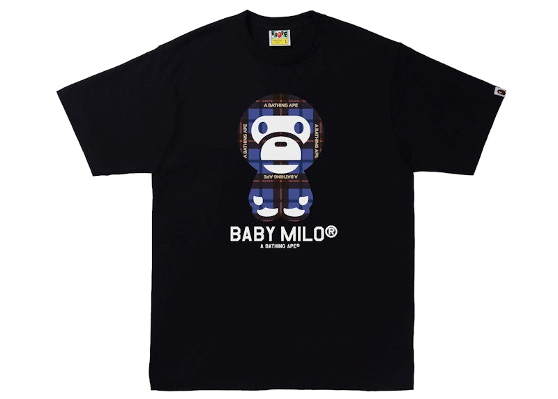 BAPE Bape Logo Check Baby Milo Tee Black/Blue