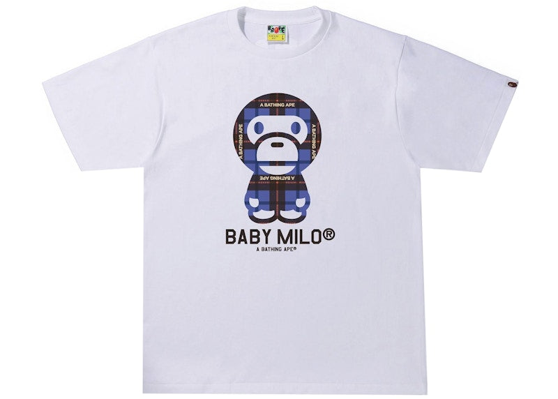 BAPE Bape Logo Check Baby Milo Tee White/Blue