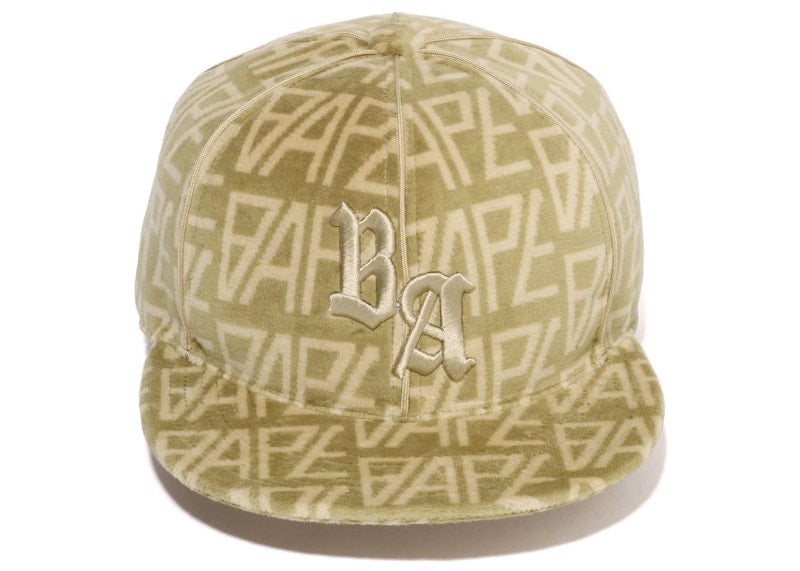 BAPE Bape Logo Monogram Velour Cap Beige