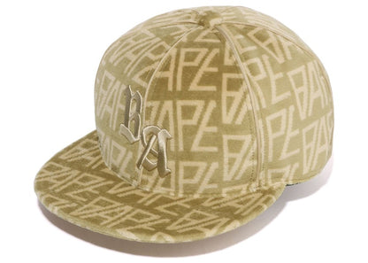 BAPE Bape Logo Monogram Velour Cap Beige
