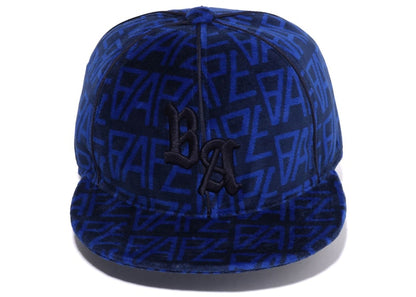 BAPE Bape Logo Monogram Velour Cap Navy