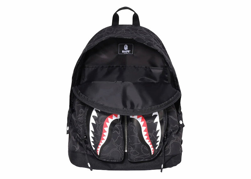 BAPE Neon Camo Shark Day Pack Backpack Black