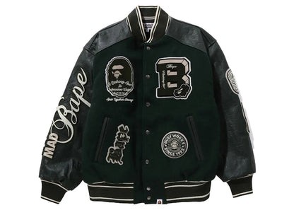 BAPE Bape Patch Varsity Jacket Green