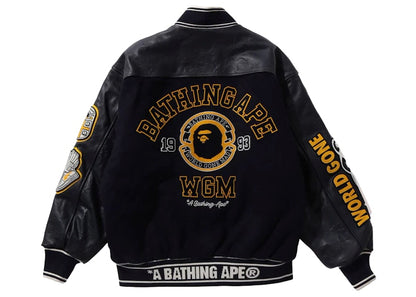 BAPE Bape Patch Varsity Jacket Navy