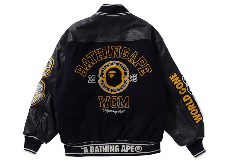 BAPE Bape Patch Varsity Jacket Navy