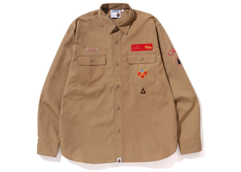 BAPE Bape Relaxed Fit Boyscout Shirt Beige
