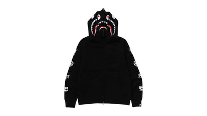 BAPE Bape Us Double Shark Full Zip Hoodie Black