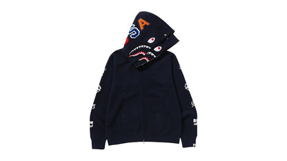 BAPE Bape Us Double Shark Full Zip Hoodie Navy