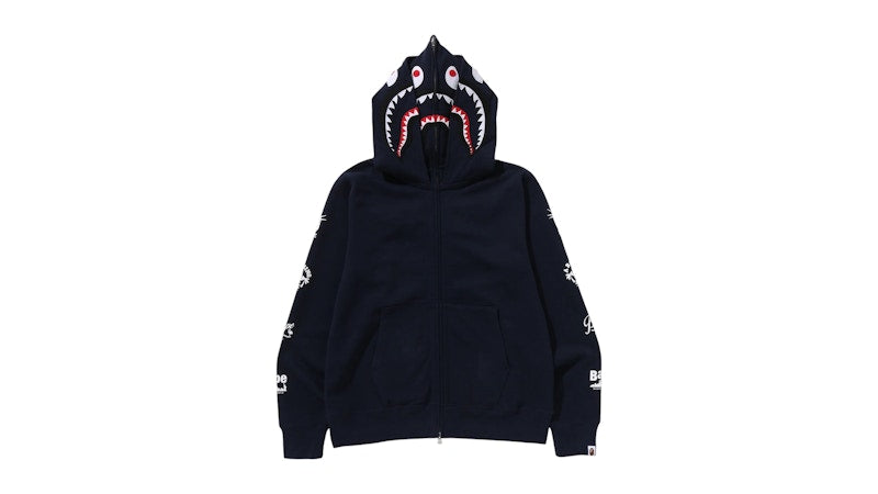 BAPE Bape Us Double Shark Full Zip Hoodie Navy