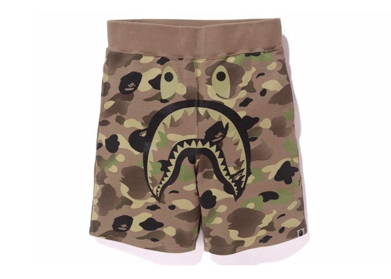 BAPE Bape X Undefeated Camo Shark Sweat Shorts Green