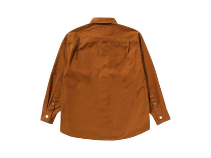 BAPE Bathing Ape Logo Canvas L/S Work Shirt Brown