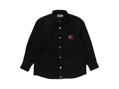 BAPE Bathing Ape Logo Canvas L/S Work Shirt Charcoal
