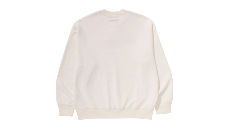 BAPE Bathing Ape Logo Relaxed Fit Crewneck Sweatshirt Ivory