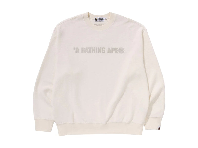 BAPE Bathing Ape Logo Relaxed Fit Crewneck Sweatshirt Ivory