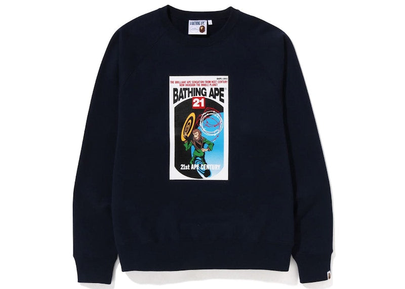 BAPE Bathing Ape Relaxed Fit 21st Century Crewneck Navy