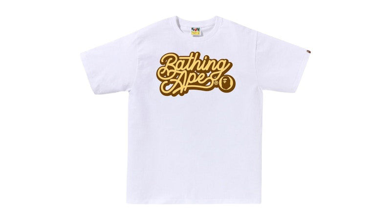 BAPE Bathing Ape Script Logo Tee White/Brown