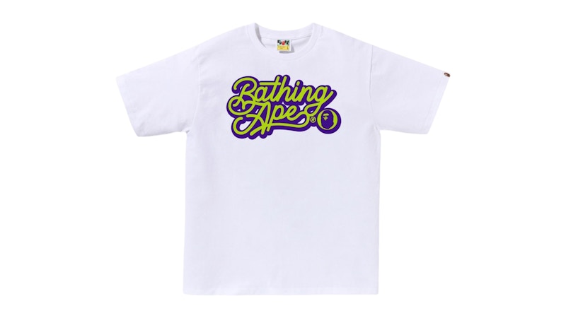 BAPE Bathing Ape Script Logo Tee White/Green