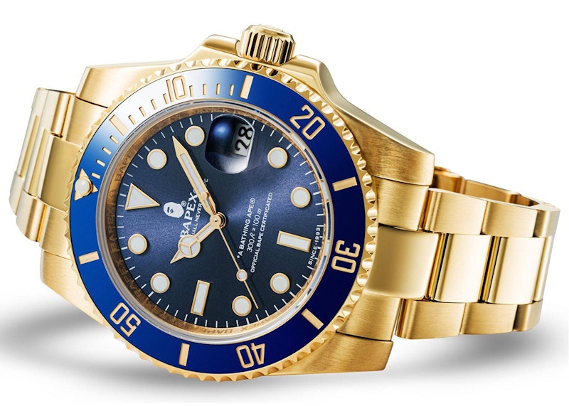 BAPE Bathing Ape Type 8 Bapex Watch Gold/Blue