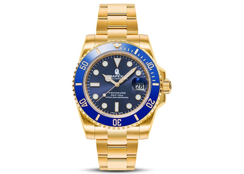 BAPE Bathing Ape Type 8 Bapex Watch Gold/Blue