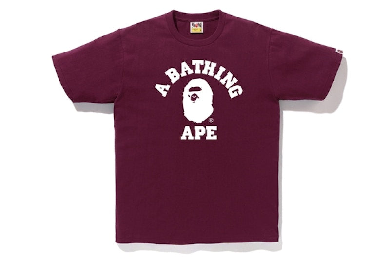 BAPE Bicolor College Tee Burgundy