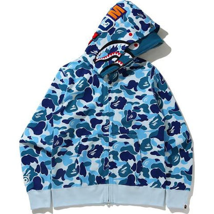 BAPE Big ABC Camo Shark Wide Full Zip Double Hoodie Blue