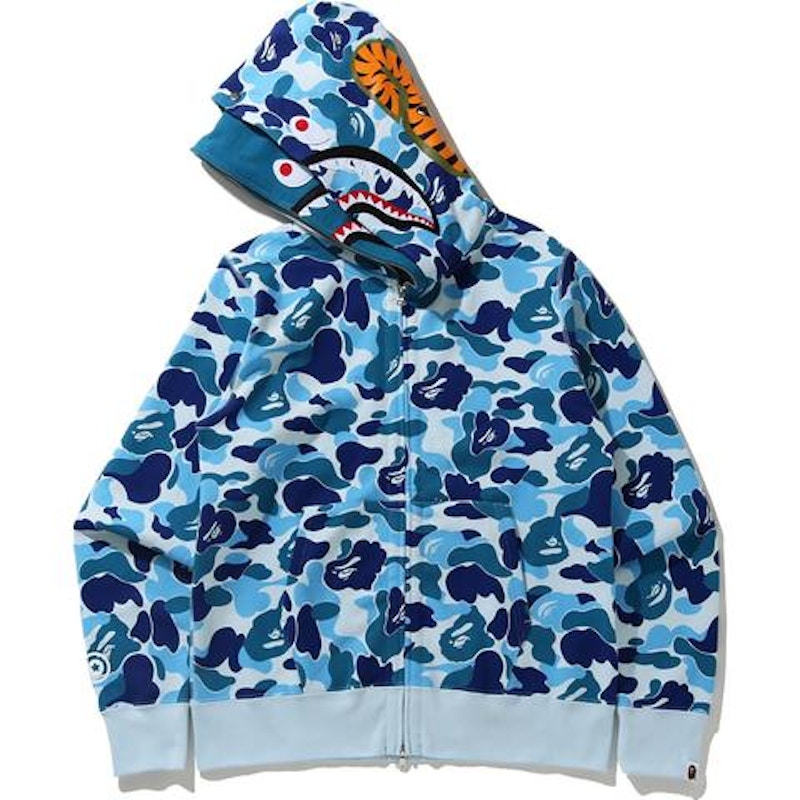 BAPE Big ABC Camo Shark Wide Full Zip Double Hoodie Blue