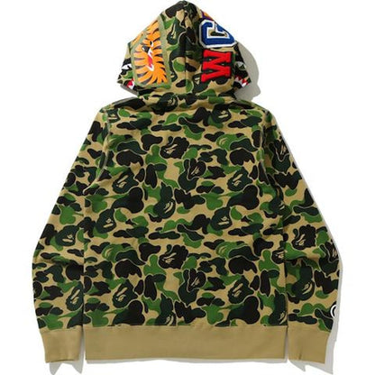 BAPE Big ABC Camo Shark Wide Full Zip Double Hoodie Green