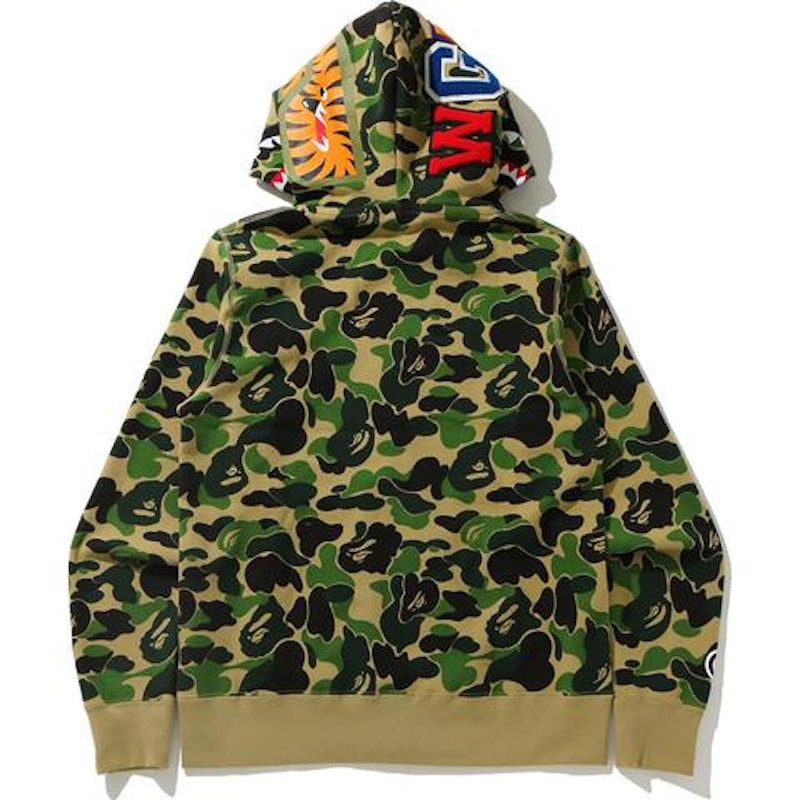 BAPE Big ABC Camo Shark Wide Full Zip Double Hoodie Green