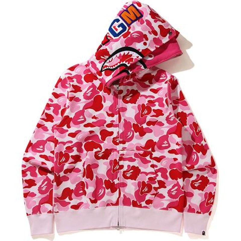 BAPE Big ABC Camo Shark Wide Full Zip Double Hoodie Pink