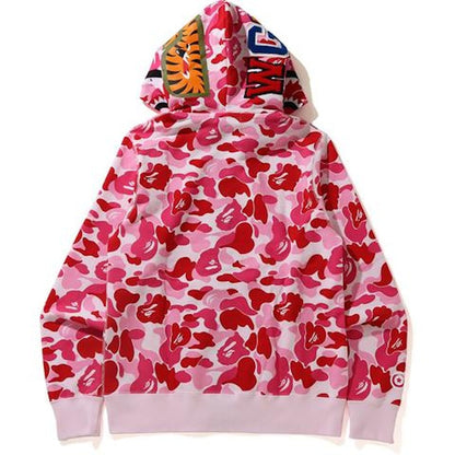 BAPE Big ABC Camo Shark Wide Full Zip Double Hoodie Pink