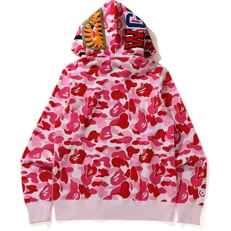 BAPE Big ABC Camo Shark Wide Full Zip Double Hoodie Pink