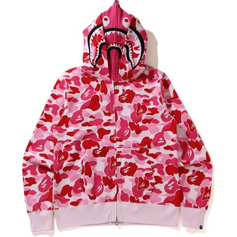 BAPE Big ABC Camo Shark Wide Full Zip Double Hoodie Pink