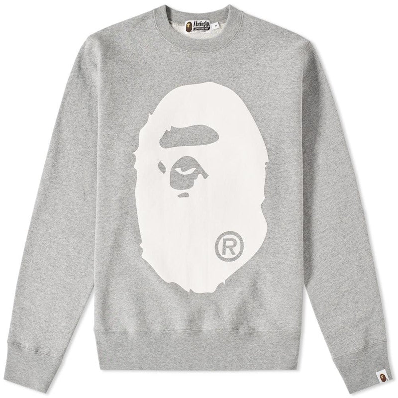BAPE Big Ape Head Crewneck Grey/White