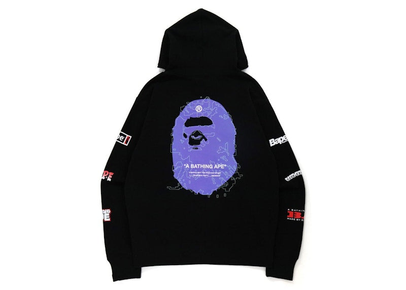 BAPE Big Ape Head Digital Mosaic Relaxed Fit Full Zip Hoodie Black