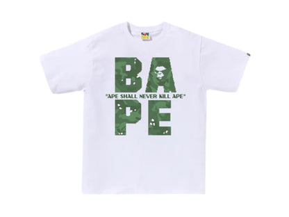 BAPE Bitmap Logo Tee White