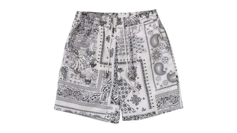 BAPE Black Boro Paisley Camp Shorts White