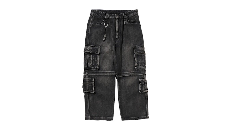 BAPE Black Cargo Rider Biker Jeans Black
