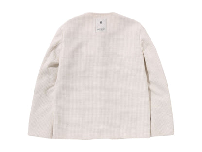BAPE Black Collarless Ornaments Tweed III Coat Ivory