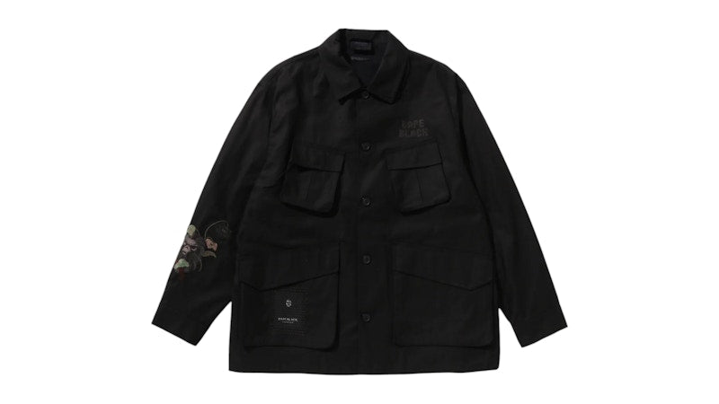 BAPE Black Cross Stitched Army Shirt Black