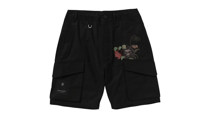 BAPE Black Cross Stitched Army Shorts Black