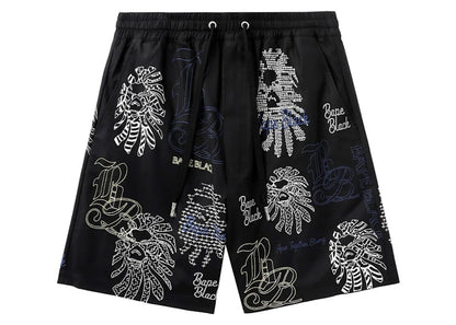 BAPE Black Graphic Stitch Shorts Black