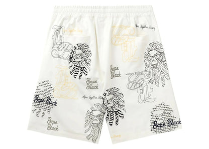 BAPE Black Graphic Stitch Shorts White