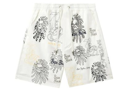 BAPE Black Graphic Stitch Shorts White