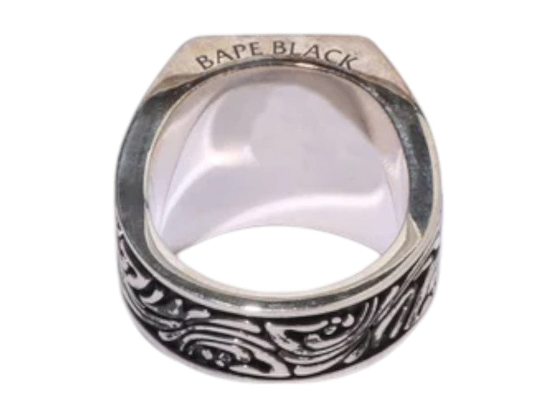 BAPE Black Signet Resin Ring Silver