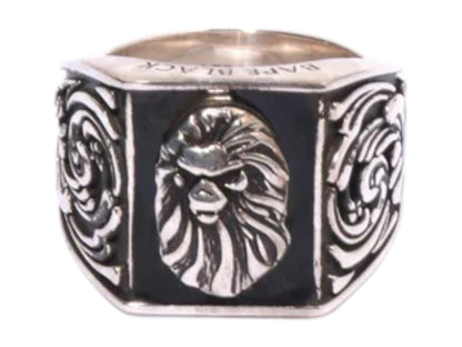 BAPE Black Signet Resin Ring Silver